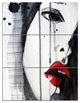 "Black Illustrated Girl Close-up" Painting Metal Wall Art, 3 Panels, 28"x36"