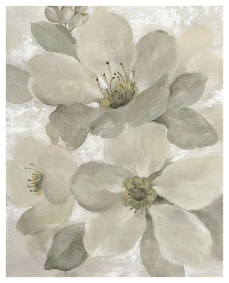 "White on White Floral I Crop Neutral" Paper Print by Silvia Vassileva, 22"x26"