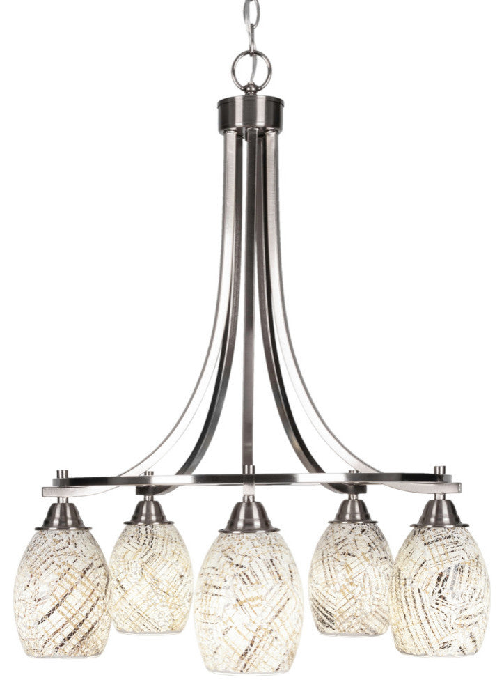 Paramount 5-Light Chandelier, Brushed Nickel, 5" Natural Fusion Glass