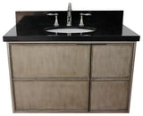 37" Single Wall Mount Vanity, Linen Brown Finish With Black Galaxy Top