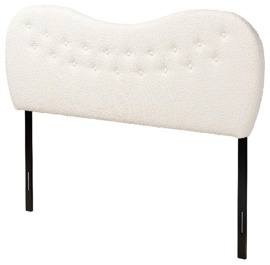 Brantley Modern Cream Boucle Fabric Queen Size Headboard