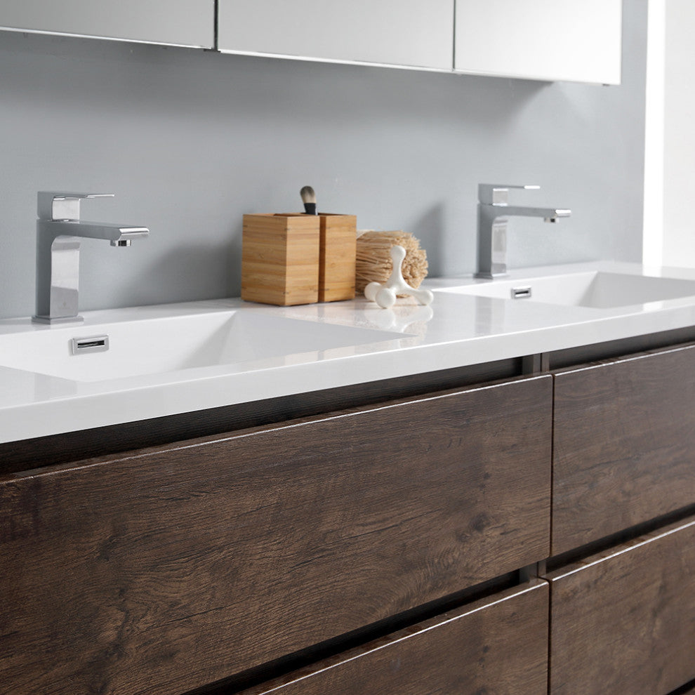 Fresca Lazzaro 72" Rosewood Cabinet With Integrated Double Sink