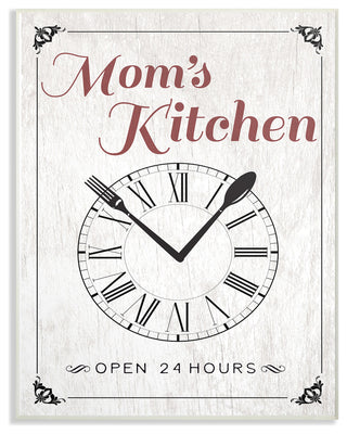 Mom's Kitchen Open 24 Hours Wall Plaque Art, 10x15