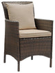 Brown Beige Conduit Outdoor Patio Wicker Rattan Dining Armchair
