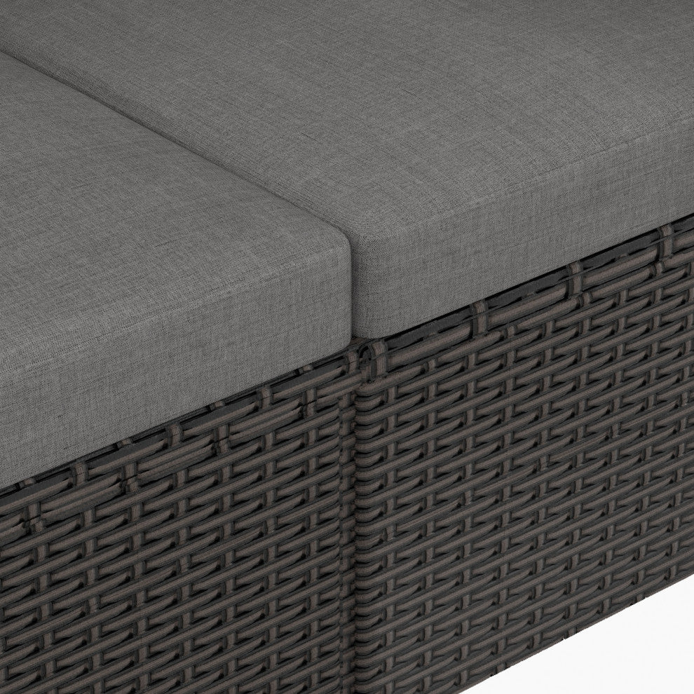 WestinTrends 6PC Outdoor Patio Wicker Sofa Sectional w/ Ottoman, Coffee Table, Coffee/Gray
