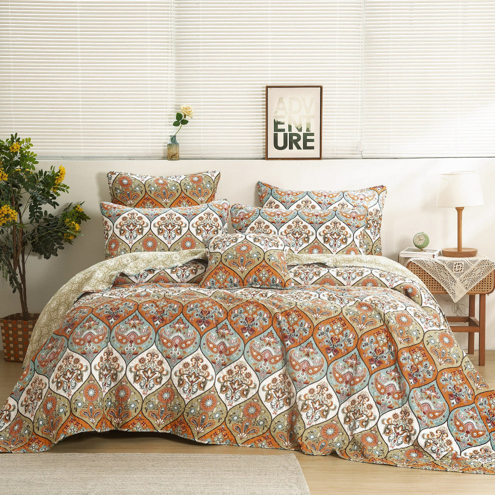 Garden Party 3-Piece Reversible Quilt Set, Queen