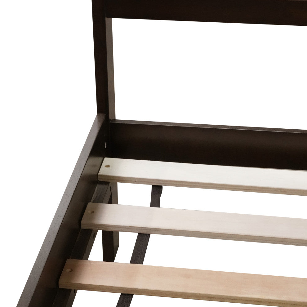 GDF Studio King Size Platform Bed, Rattan Headboard & Storage Drawers, Espresso
