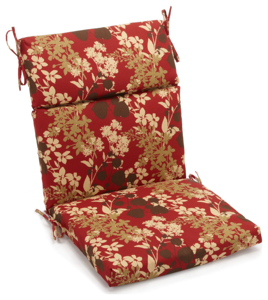 20"X42" Patterned Outdoor Squared Seat/ Back Chair Cushion, Montfleuri Sangria