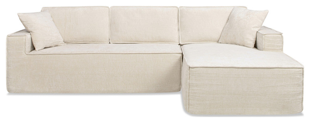 Brenley 110.5" L-Shaped Sofa-in-a-Box Sectional, Beige, Right-Arm Facing