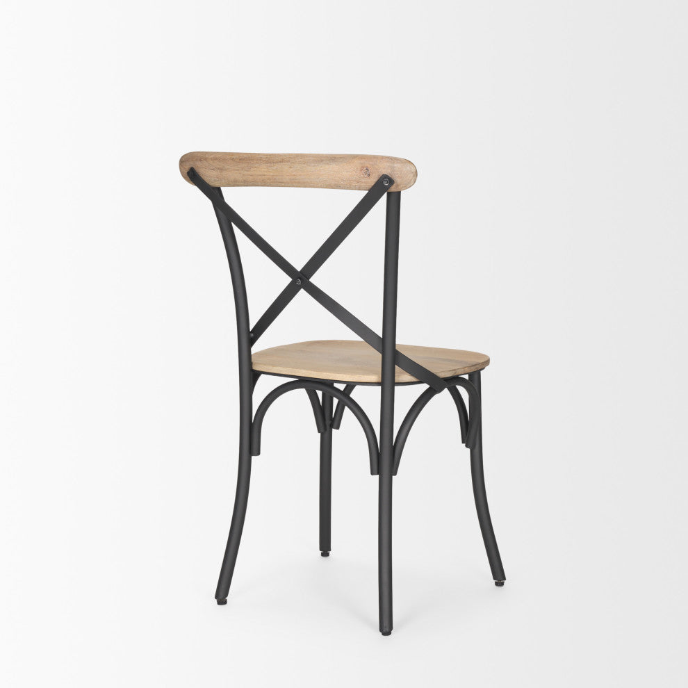 Etienne Light Brown Wood With Iron Metal Dining Chair (Set of 2)