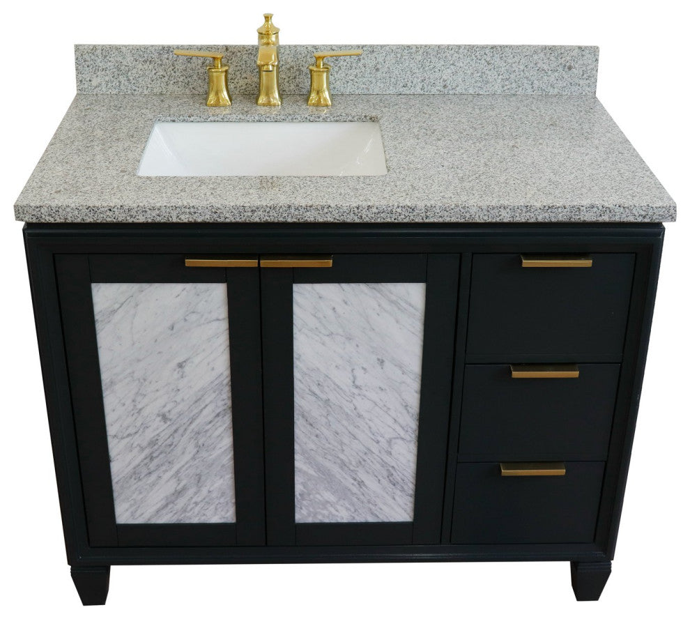 43" Single Vanity, Dark Gray Finish With Gray Granite