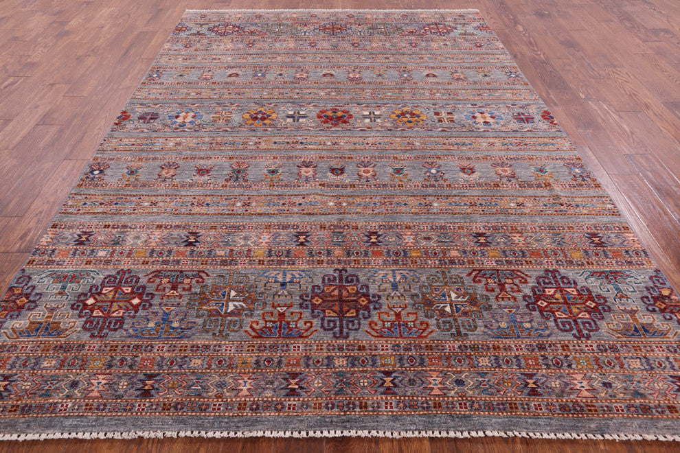 6' 11" X 9' 11" Super Kazak Khorjin Hand-Knotted Rug Q5339
