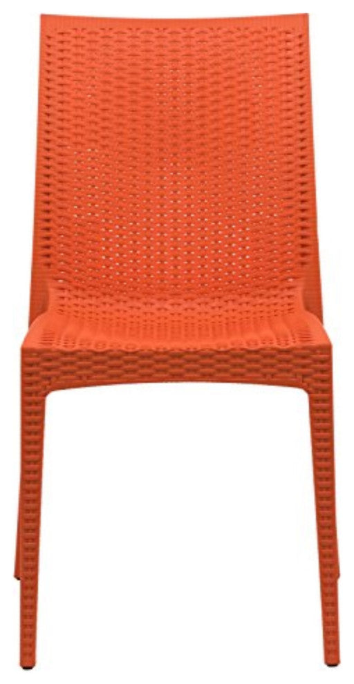 LeisureMod Weave Mace Indoor/Outdoor Dining Chair, Armless, Set of 4