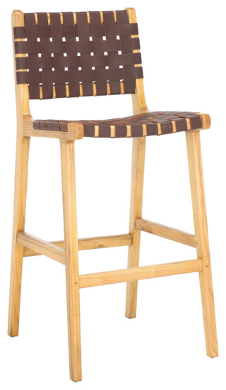 Safavieh Adah Leather Bar Stool, Cognac/Natural