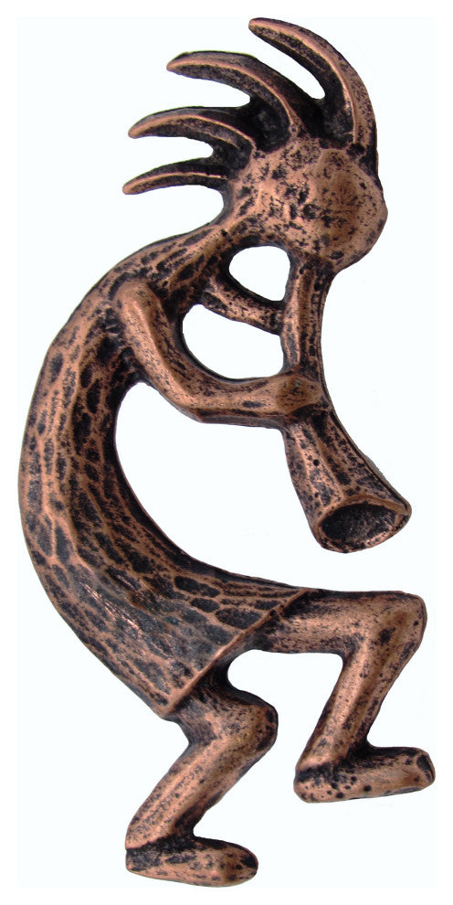 Kokopelli Right Facing Cabinet Pull, Antique Copper