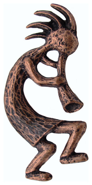 Kokopelli Right Facing Cabinet Pull, Antique Copper