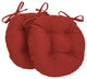 16" Solid Twill Round Tufted Chair Cushions, Set of 2, Ruby Red