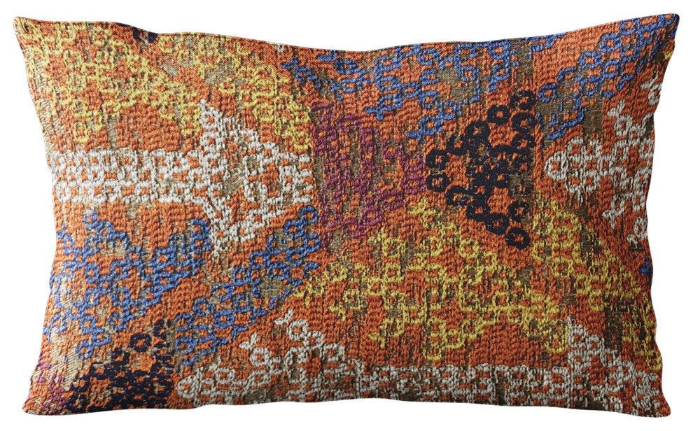 Plutus Multi-Color Lines Fret Luxury Throw Pillow, 12"x20"