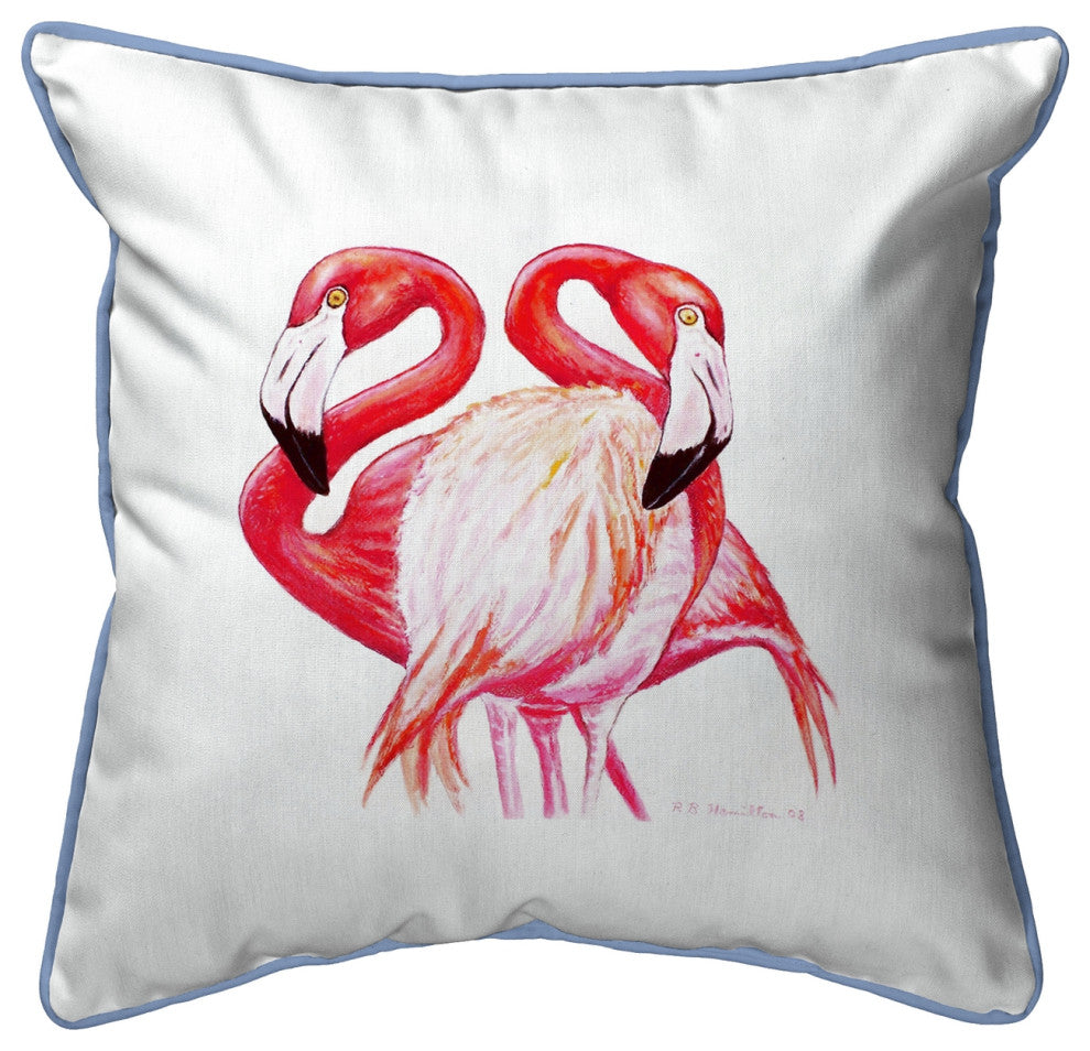 Betsy Drake Two Flamingos Large Indoor/Outdoor Pillow 18x18
