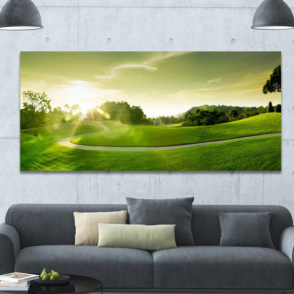 Green Valley Panorama, Landscape Canvas Art Print, 60"x28"