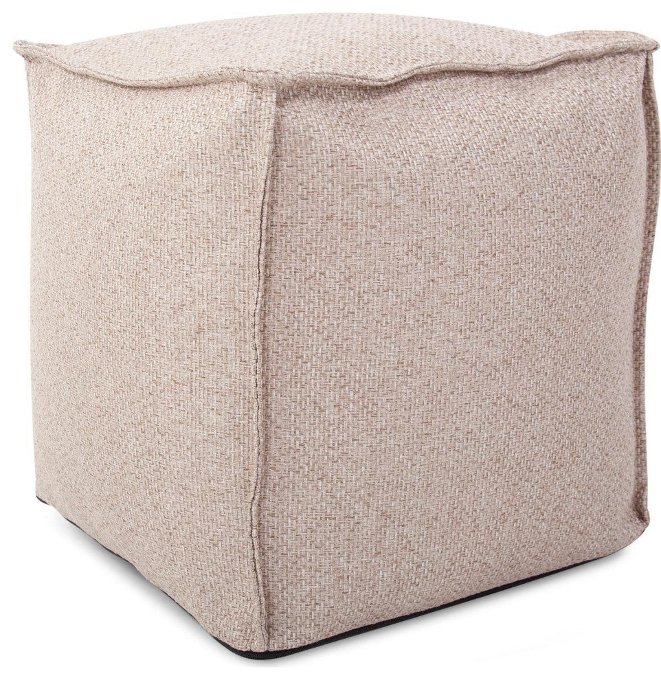 Traditional Panama Taupe Square Pouf