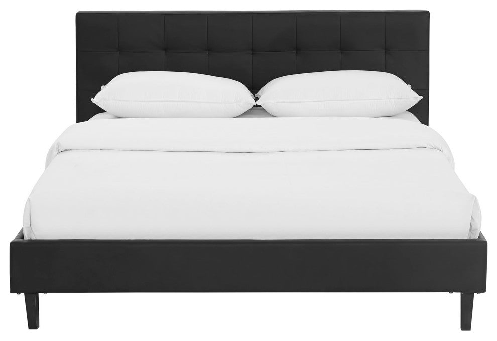 Black Linnea Queen Faux Leather Bed