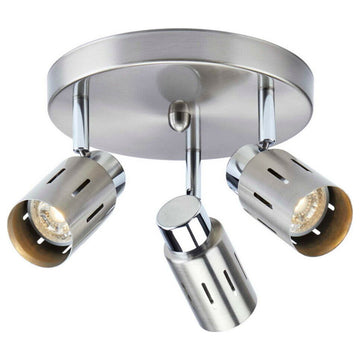 Brushed Steel And Chrome Energy Star Adjustable 3 Light LED Semi Flush Ceiling