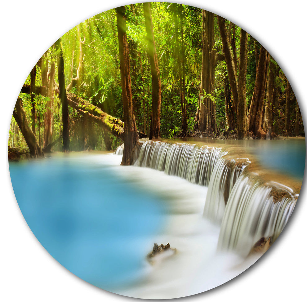 Huai Mae Kamin Waterfall, Photography Round Wall Art, 11"