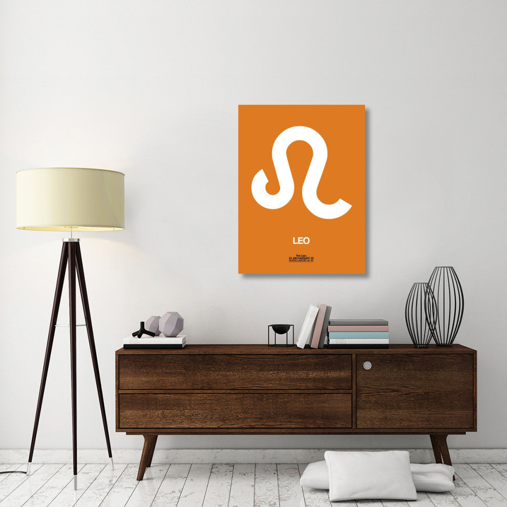 "Leo Zodiac Sign White on Orange" Fine Art Print