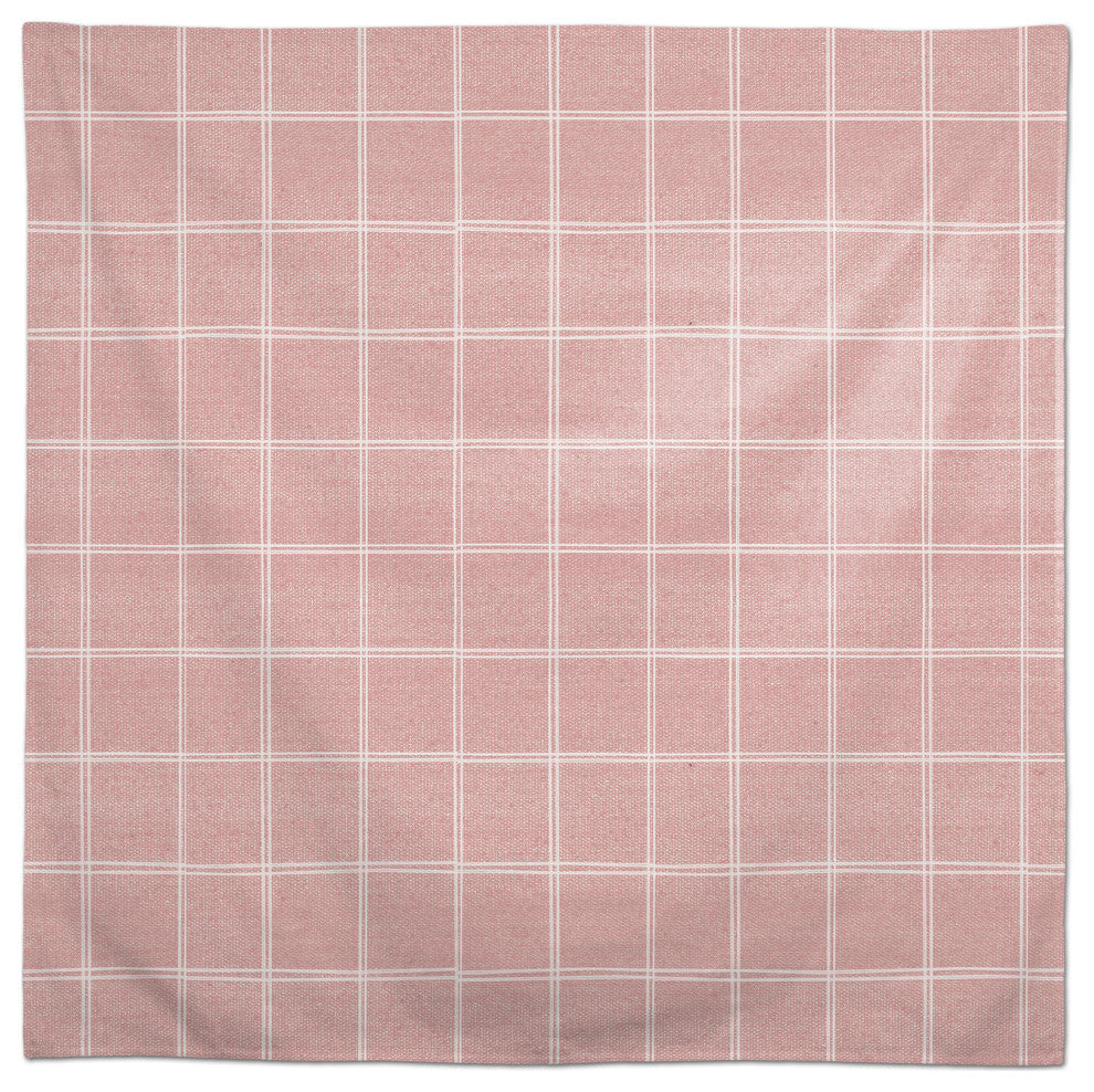 Linen With Plaid Pink 2 58x58 Tablecloth