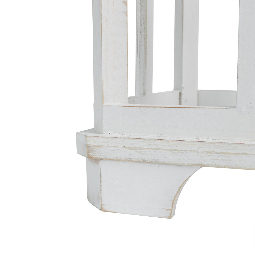 Wash White Farmhouse Wooden Church Window Frame Lanterns, Set of 2