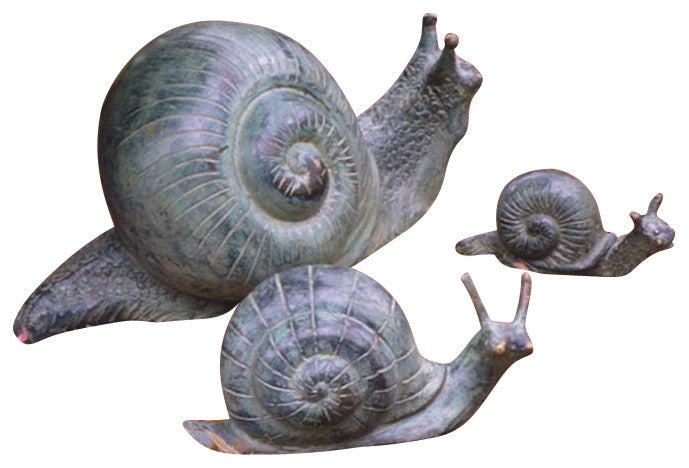 Bronze Snails  Statues, Set of 3