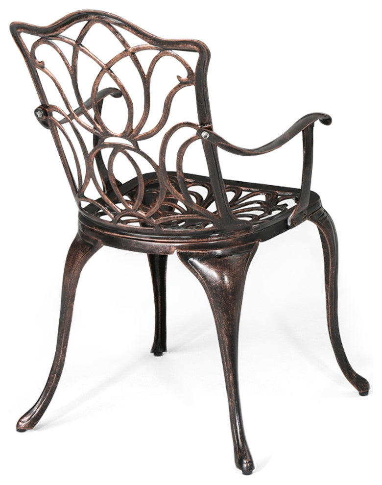 GDF Studio Barbara Outdoor 4-Seater Cast Aluminum Round-Table Dining Set