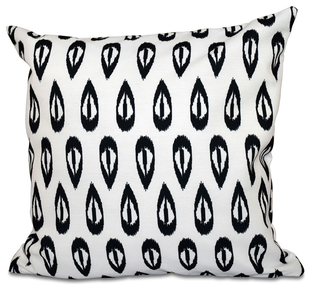 Ikat Tears, Geometric Print Pillow, Black, 16"x16"