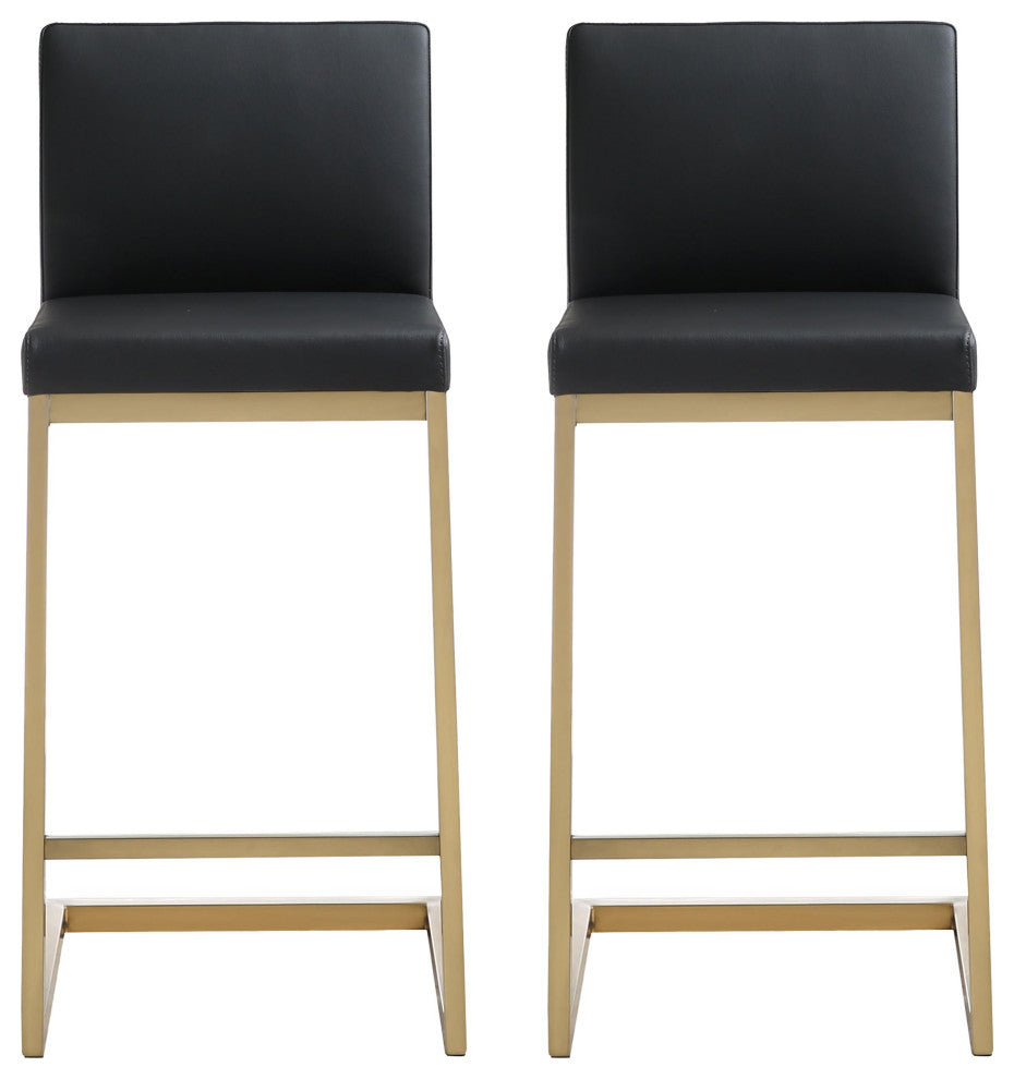 Parma Black Gold Steel Counter Stool (Set of 2) - Black