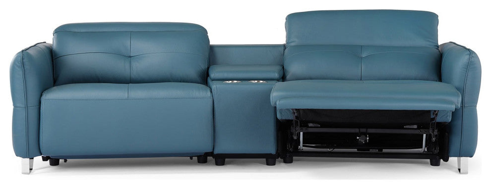 Macau Reclining Leather Loveseat with Console