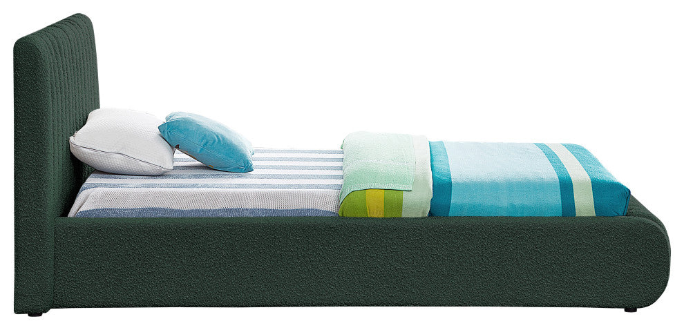 Nash Boucle Fabric Upholstered Bed, Green, Twin