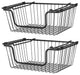 Oceanstar Stackable Metal Wire Storage Basket Set of 2, Black, Wide