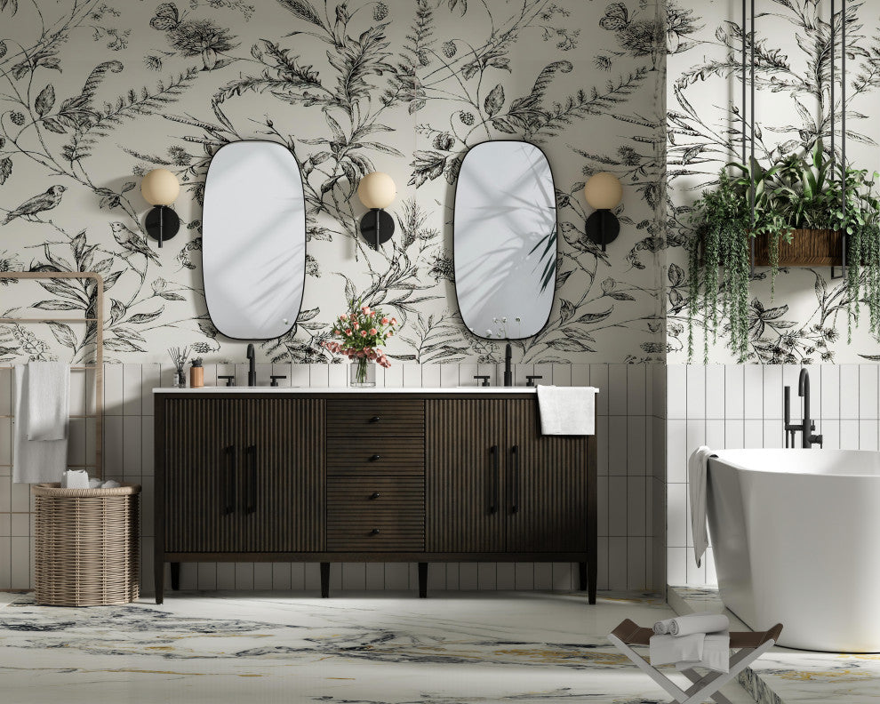 Home Living 72" Double Bathroom Vanity, Chocolate Oak