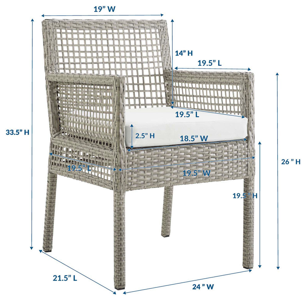 Aura Outdoor Patio Wicker Rattan Dining Armchair, White