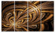 Dark Orange Fractal Flower, Abstract Wall Art Canvas, 48"x28", 4 Panels
