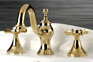 Widespread Bathroom Faucet, Brass Pop-Up, Polished Brass