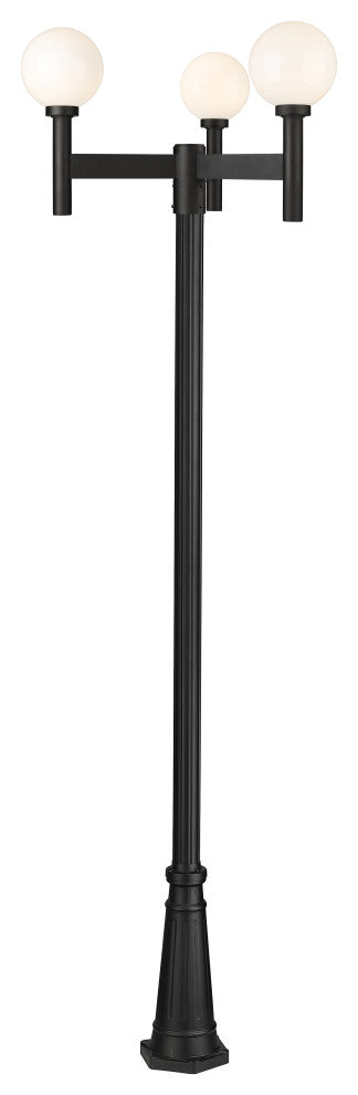 Zlite 597MP3-519P-BK 3-Light Outdoor Post Mounted Fixture, Opal