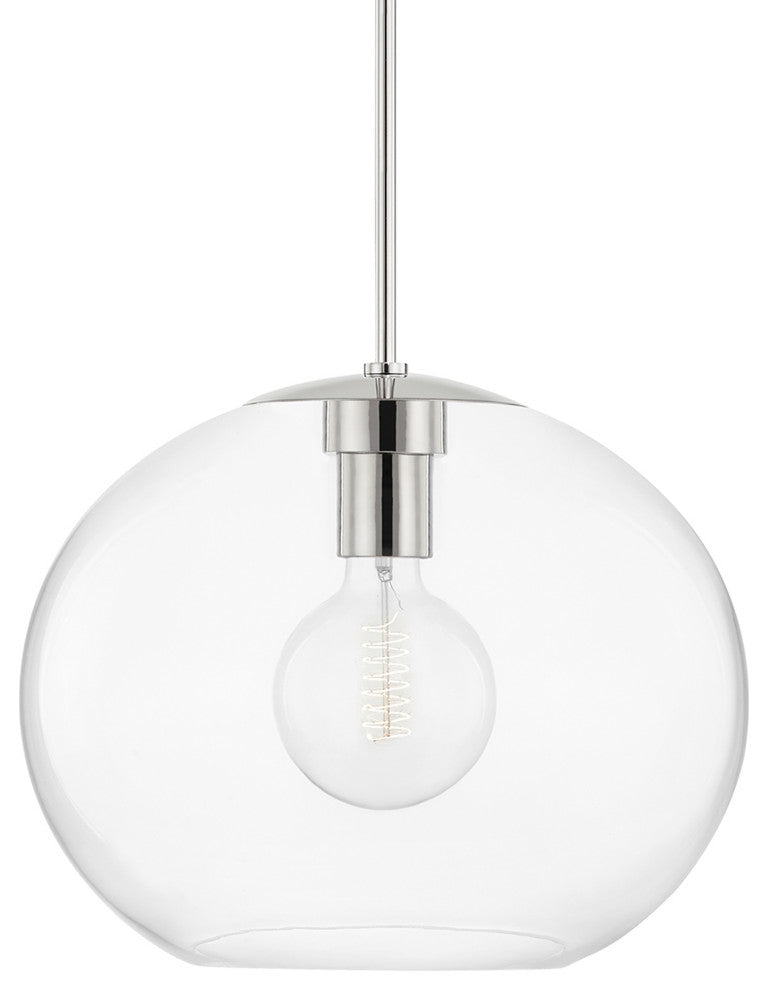 Margot 1-Light Extra Large Pendant, Polished Nickel Finish, Clear Glass