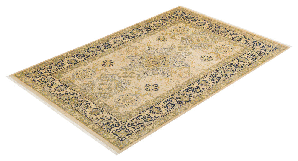 Adeline, One-of-a-Kind Hand-Knotted Area Rug Ivory, 6'1"x9'2"