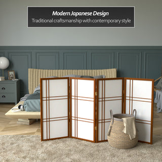 3' Tall Double Cross Shoji Screen, Walnut, 4 Panels