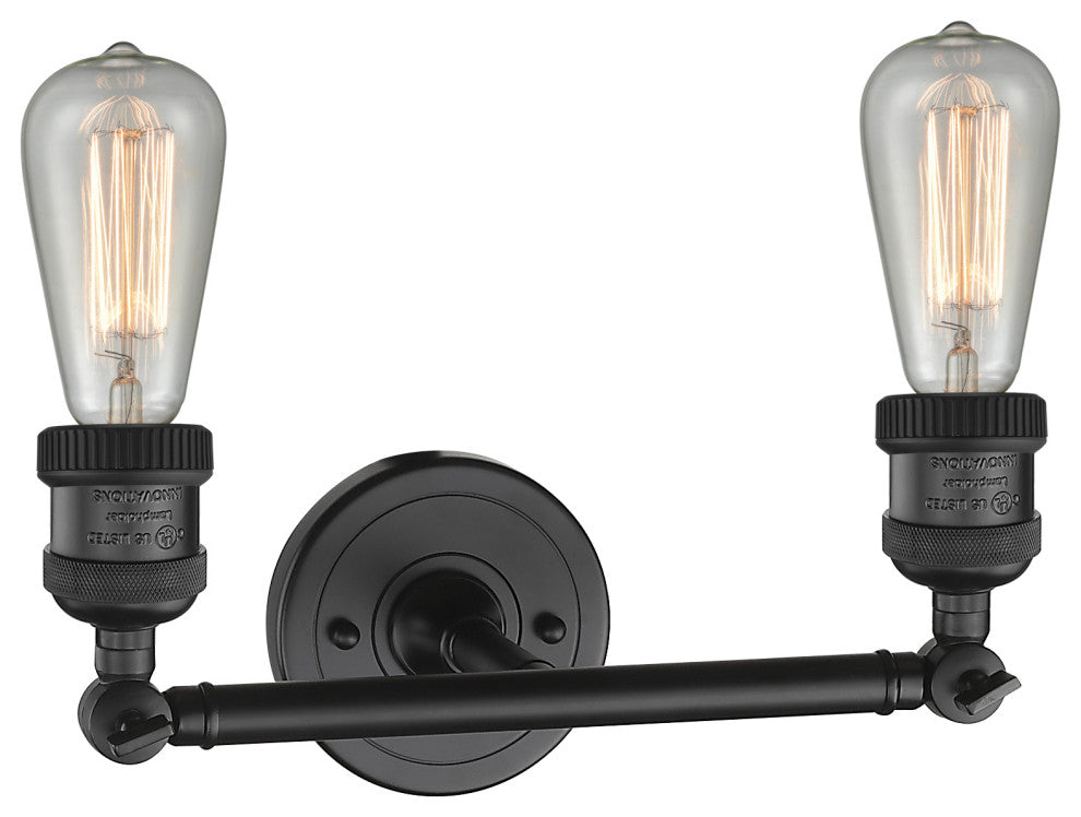Bare Bulb 2-Light Bath Fixture, Matte Black