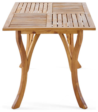 GDF Studio 7-Piece Caprise Outdoor Dining, Wood Table With Wicker Chairs Set