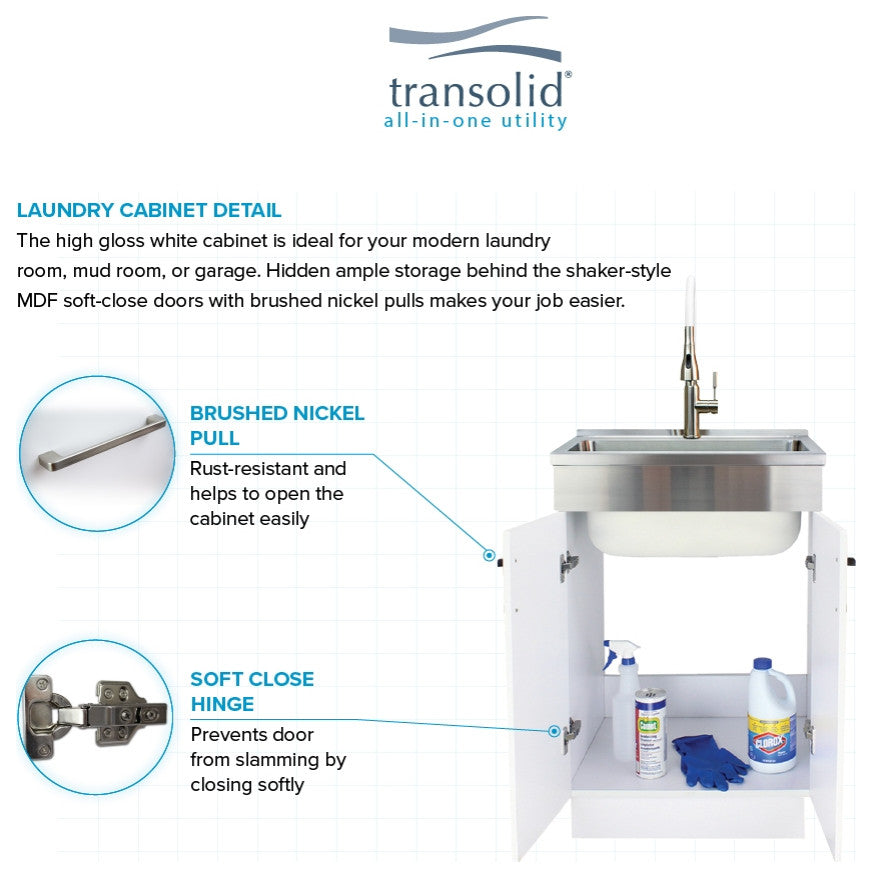 Transolid TCA-2420-M 24-in All-in-One Laundry/Utility Kit, White