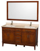 Hatton 60" Light Chestnut Double Vanity, Ivory Marble Top, Um Sq Sinks, 56"